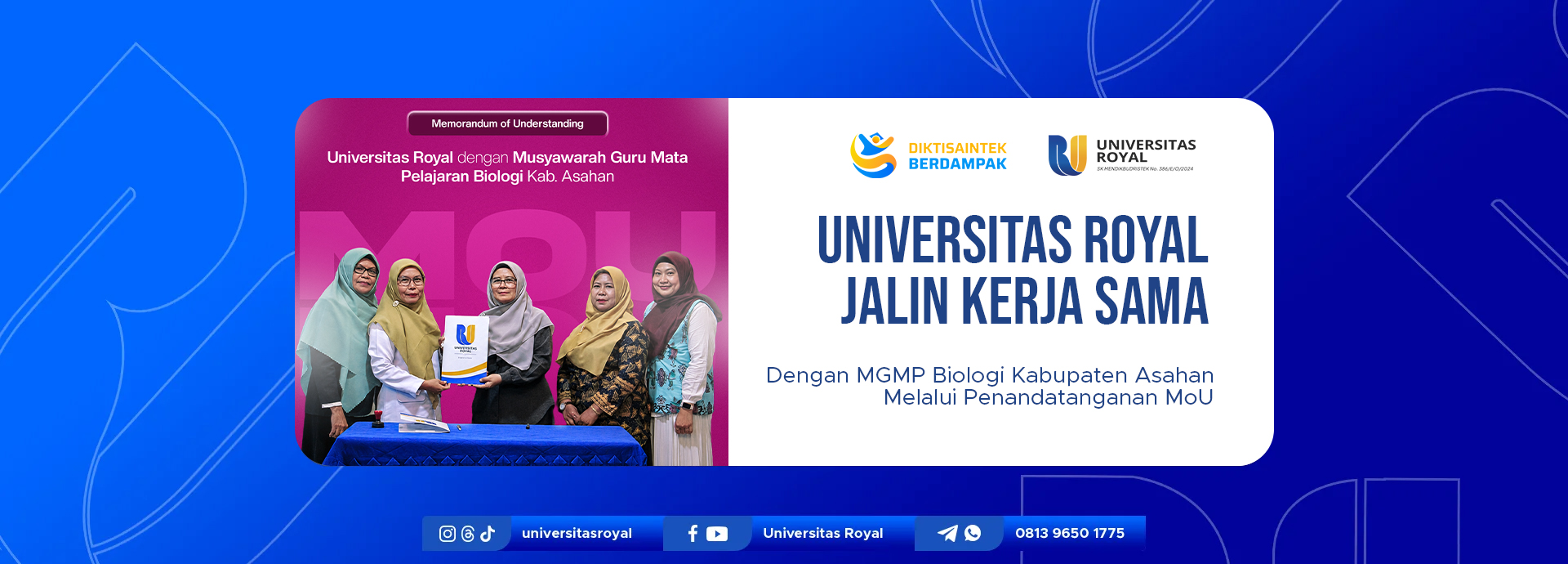 Universitas Royal Jalin Kerja Sama dengan MGMP Biologi Kabupaten Asahan melalui Penandatanganan MoU
